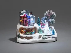 Konstsmide LED Szenerie Bahnhof mit Kristallweihnachtsbaum 9 Lichter Bunt