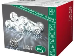 Konstsmide LED-Batterie-Lichterkette 10 Metall-Bälle Kaltweiß