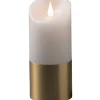 Konstsmide LED-Echtwachskerze Weiß Weiß-Messingfarben mit Timer 17,5 cm