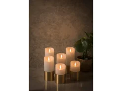 Konstsmide LED-Echtwachskerze Weiß-Messingfarben mit Timer 15,5 cm