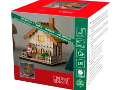 Konstsmide LED-Holzsilhouette Haus 2 LEDs Warmweiß Dach Orange