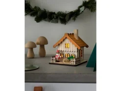 Konstsmide LED-Holzsilhouette Haus 2 LEDs Warmweiß Dach Orange