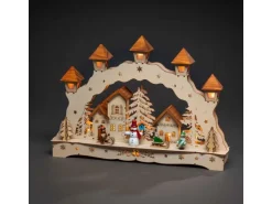 Konstsmide LED-Holzsilhouette Holzbrücke mit Laternen für Innen