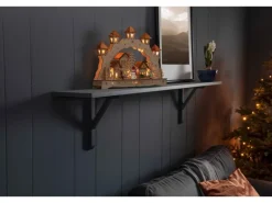 Konstsmide LED-Holzsilhouette Holzbrücke mit Laternen für Innen