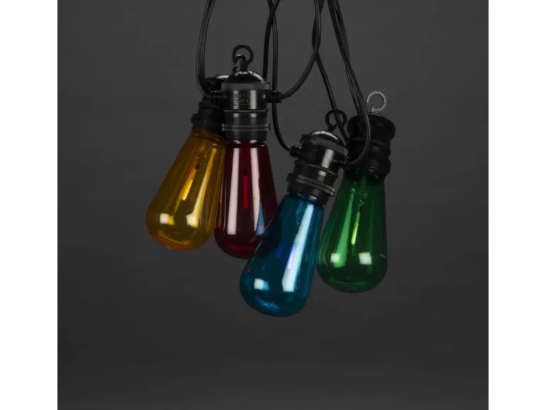 Konstsmide LED-Lichterkette Water Drop 10 Bunte Birnen 4,5 m Schwarz