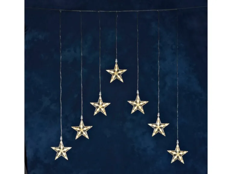 Konstsmide LED-Lichtervorhang 7 Sterne 35 LED Warmweiß