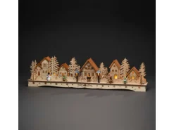Konstsmide LED-Silhouette Dorf Holz Natur 18 warmweiße LEDs
