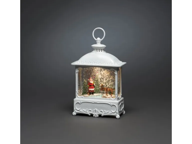 Konstsmide LED-Wasserlaterne Weiß Weihnachtsmann mit Elch warmweiß innen