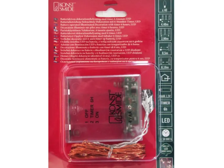 Konstsmide Micro LED Lichterkette 40 warmweiße LEDs kupferfarbener Draht innen