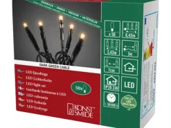 Konstsmide Micro LED Lichterkette 50 warmweiße LEDs grünes Kabel innen