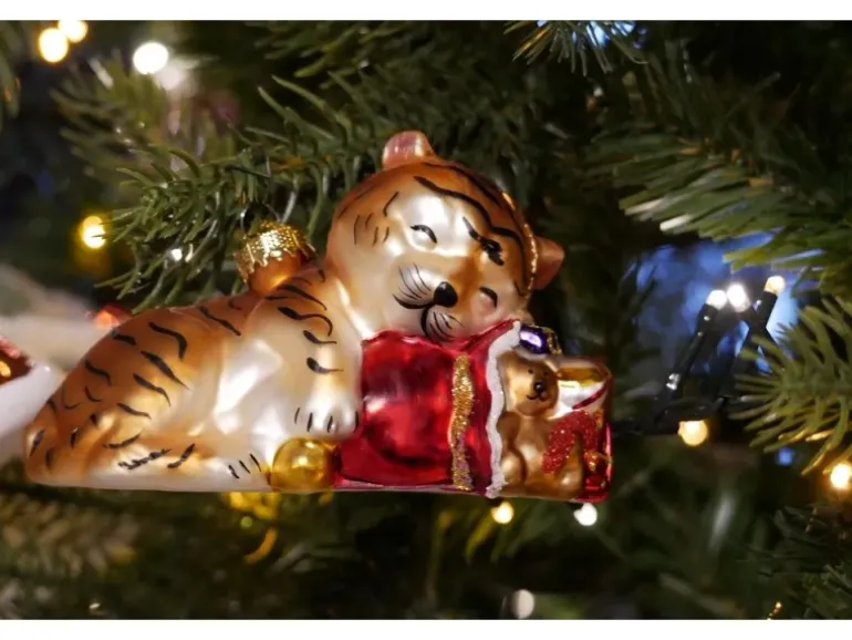Krebs Glas Lauscha Babytiger Weihnachtsornament 1-tlg. 8cm