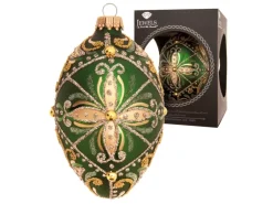 Krebs Glas Lauscha Baumschmuck Ei-Strassdekor Byzantin Grün 10cm