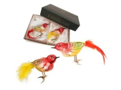 Krebs Glas Lauscha Baumschmuck Vogelset Mehrfarbig 10cm