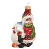 Krebs Glas Lauscha Baumschmuck Mädchen mit Pinguin Mehrfarbig 12cm