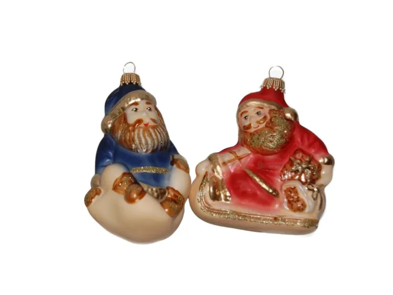 Krebs Glas Lauscha Baumschmuck Weihnachtsmann-Set Country Mehrfarbig 8cm