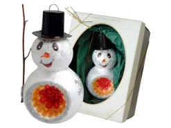 Krebs Glas Lauscha Baumschmuck Schneemann Woody Weiß 13cm