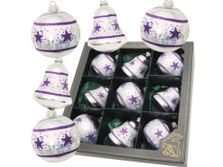 Krebs Glas Lauscha Baumschmuck Flieder-Design Silberfarbig 8cm