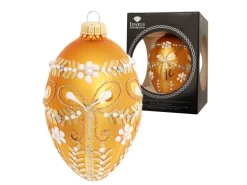 Krebs Glas Lauscha Baumschmuck Ei Im Schleifendesign Goldfarbig 10cm