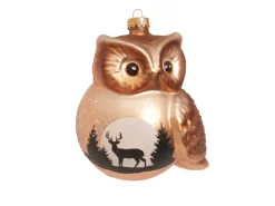 Krebs Glas Lauscha Baumschmuck Kugeleule Braun 11cm