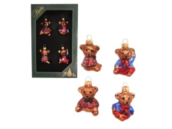 Krebs Glas Lauscha Baumschmuck Teddy Mini-Set Braun 5cm