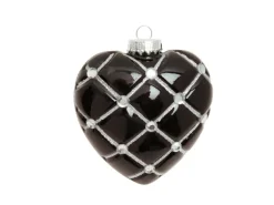 Krebs Glas Lauscha Baumschmuck Herz mit Strassteinen Schwarz 10cm