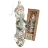 Krebs Glas Lauscha Baumschmuck Santa mit Kranz Nostalgie Silberfarbig 22cm