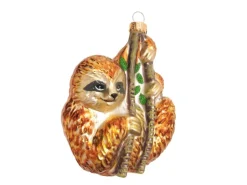 Krebs Glas Lauscha Baumschmuck Faultier Braun 10cm