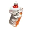 Krebs Glas Lauscha Baumschmuck Koala mit Mütze Silberfarbig 12cm