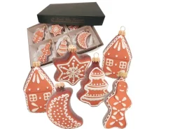 Krebs Glas Lauscha Baumschmuck Lebkuchen-Formen Braun 8cm