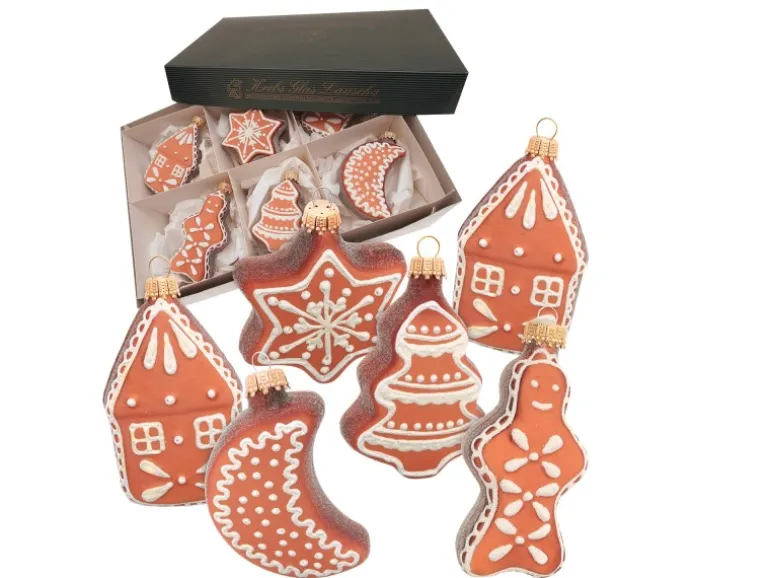 Krebs Glas Lauscha Baumschmuck Lebkuchen-Formen Braun 8cm