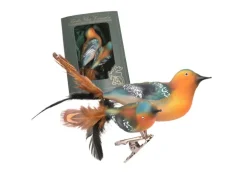 Krebs Glas Lauscha Baumschmuck Doppelvogel Buchfink Mehrfarbig 9cm