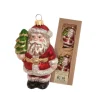 Krebs Glas Lauscha Baumschmuck Santa Nostalgie mit Baum Rot 11cm