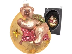 Krebs Glas Lauscha Baumschmuck Bär Auf Mond Mehrfarbig 15cm