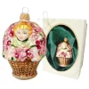 Krebs Glas Lauscha Baumschmuck Biedermeier Kind im Korb Mehrfarbig 8cm