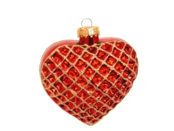 Krebs Glas Lauscha Baumschmuck Waffelherz Rot 9cm