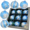 Krebs Glas Lauscha Eislack Weihnachtskugeln Blau 9-tlg. 8cm