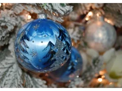 Krebs Glas Lauscha Eislack Weihnachtskugeln Blau 9-tlg. 8cm