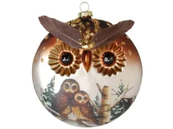 Krebs Glas Lauscha GmbH Christbaumschmuck Glas Eule Diskusform 12 cm 1 Stück