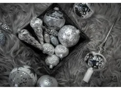 Krebs Glas Lauscha GmbH Christbaumschmuck Christbaumspitze Glas Ø 7 x 28 cm Silber Glänzend