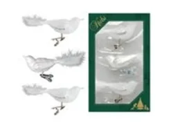 Krebs Glas Lauscha GmbH Christbaumschmuck Glas Vögel Clip 11 cm 3 Stück Weiß