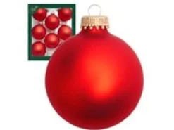 Krebs Glas Lauscha GmbH Christbaumkugeln Weihnachtskugeln Glas Ø 7 cm 8 Stück Feuerrot Matt