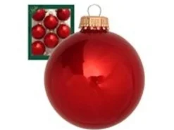 Krebs Glas Lauscha GmbH Christbaumkugeln Weihnachtskugeln Glas Ø 7 cm 8 Stück Feuerrot Glanz
