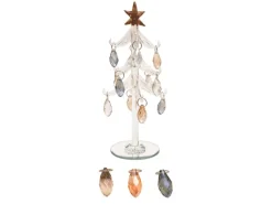 Krebs Glas Lauscha Home Decor Kristallbaum mit Ornamenten Mehrfarbig 21cm