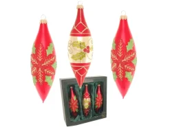 Krebs Glas Lauscha Oliven Weihnachtsstern 3-tlg. 15cm