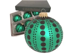 Krebs Glas Lauscha Weihnachtskugeln Dot Christmas Grün 8cm