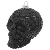 Krebs Glas Lauscha Weihnachtsornament Totenkopf mit Schwarzen Steinen 1-tlg. 9cm