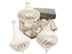 Krebs Glas Lauscha Weihnachtsornamente Silber Barock 6-tlg. 8cm