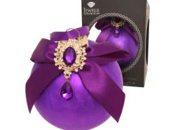 Krebs Glas Lauscha Weihnachtskugel Strassstein Schleife Eisdesign Violett 8cm