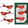 Krebs Glas Lauscha Weihnachtsornamente Vogelset Rot 3-tlg. 7cm