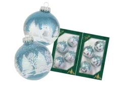 Krebs Glas Lauscha Weihnachtsbaumkugelset Winterwald Hellblau 8-tlg. 7cm